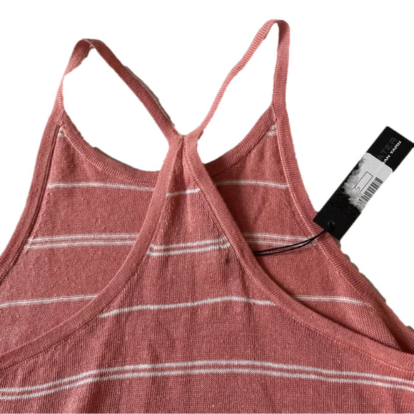 360 SWEATER Italian Yarn Striped Racer Back 100% Linen MIDI Dress - Picture 7 of 10